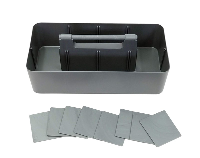 Enjoy Organizer New Plastic Portable Makeup Organizer Caddy Tote Divided Basket Bin with Handle, for Bathroom Storage - Holds Blush Makeup Brushes, Made In USA (Orion Gray) - Image 2